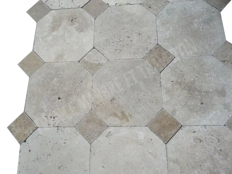 Travertin Classique et Noce Hexagone 30,5x30,5x1 cm Antique 1'er Choix  75 € HT - m² - 02.webp