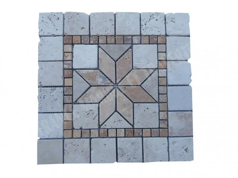 Travertin Mixte 30,5x30,5 cm Petit Rosaces Antique Rustique 25 € HT - Piéce - 04.webp