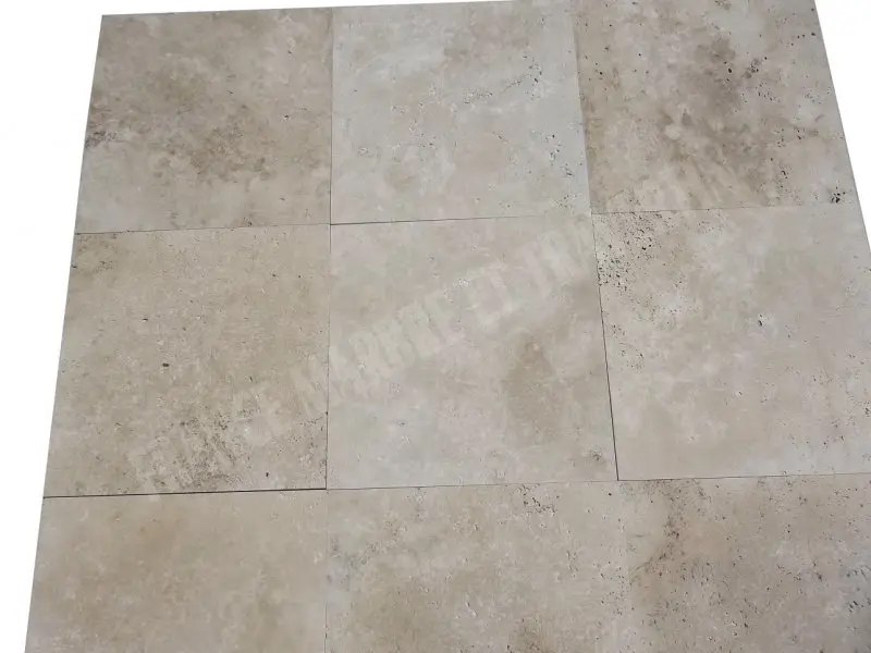Travertin Classique Clair 40,6x40,6x1,2 cm Brossée 1'er Choix 32 € HT - m² - 01.webp
