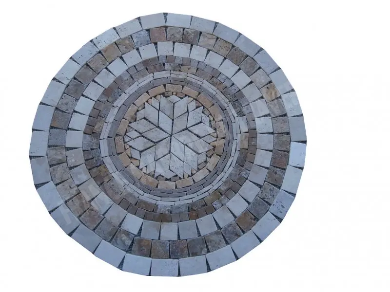 Travertin Mixte Rosaces Rond Diametre 78 cm Antique Rustique 99 € HT - piece - 03.webp