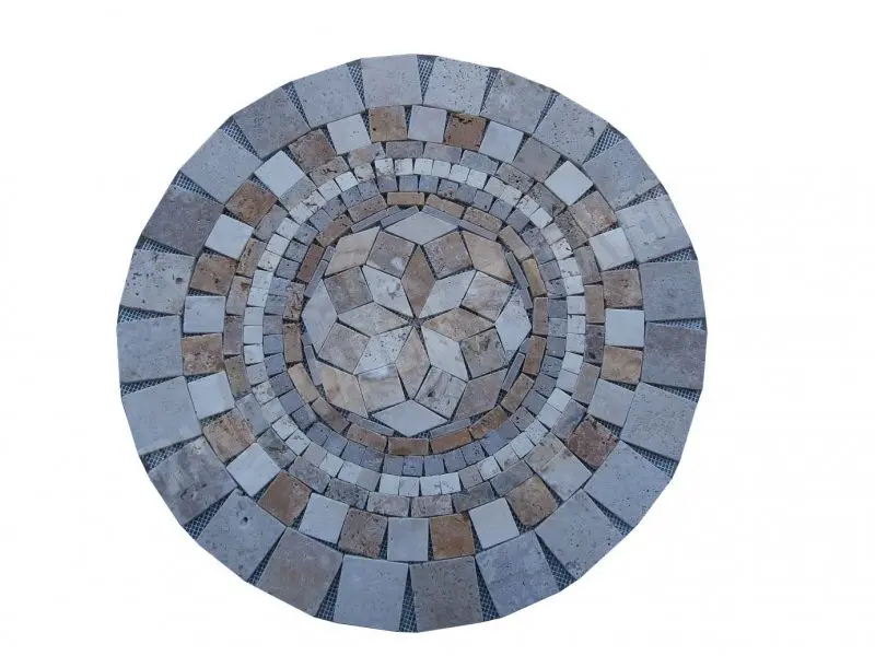 Travertin Mixte Rosaces Rond Diametre 78 cm Antique Rustique 99 € HT - piece - 01.webp