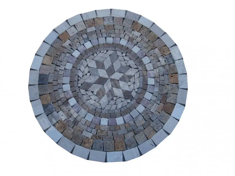 Travertin Mixte Rosaces Rond Diametre 78 cm Antique Rustique 99 € HT - piece - 04.webp