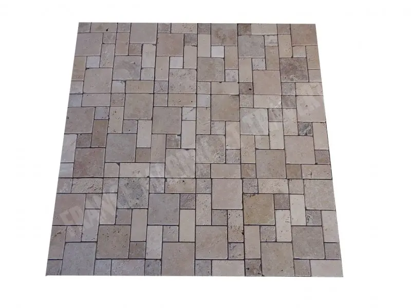 Travertin Classique Mosaique Opus Romain 3 Format Rustique Antique 7 € HT - plaque 2.webp