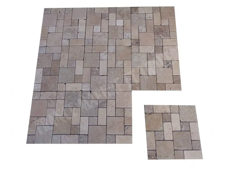 Travertin Classique Mosaique Opus Romain 3 Format Rustique Antique 7 € HT - plaque 1.webp
