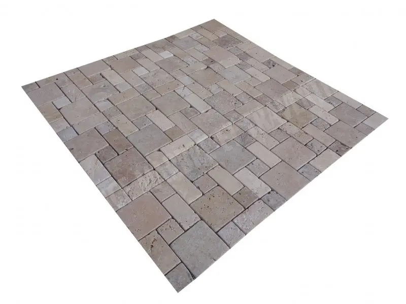 Travertin Classique Mosaique Opus Romain 3 Format Rustique Antique 7 € HT - plaque 4.webp