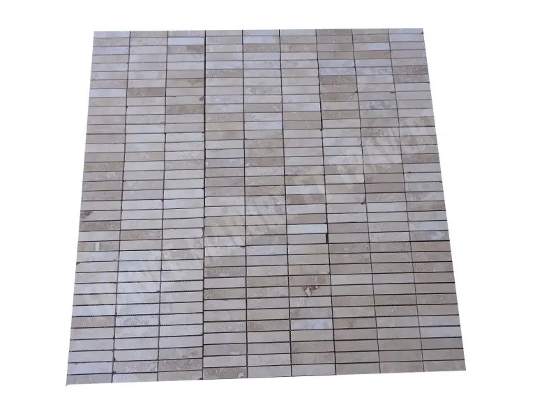 Travertin Classique Beige Mosaique 2,3x10 cm Adoucie Rustique 7 € HT - plaque - 02.webp