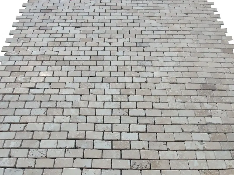 Travertin Classique 2,3 x 4,8 cm Rebouche Mosaique Rustique 5 € HT - plaque - 03.webp