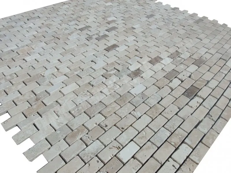 Travertin Classique 2,3 x 4,8 cm Rebouche Mosaique Rustique 5 € HT - plaque - 04.webp