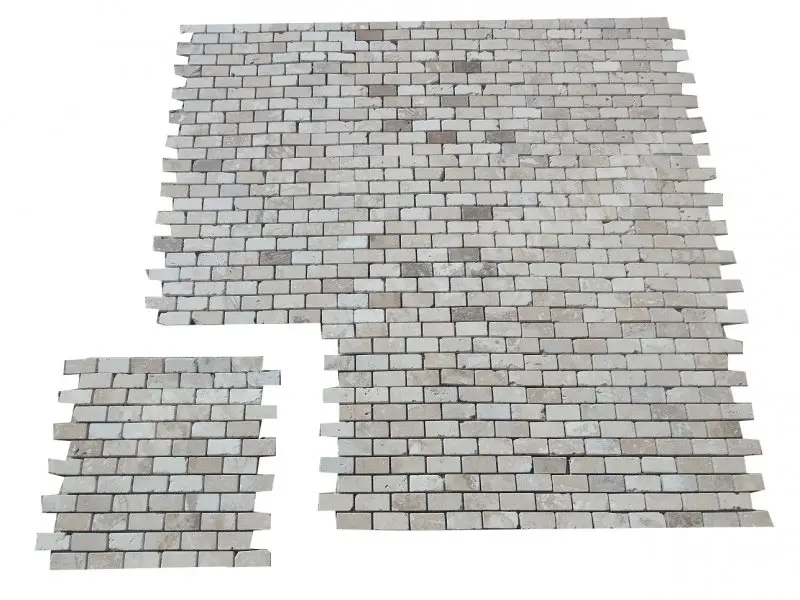 Travertin Classique 2,3 x 4,8 cm Rebouche Mosaique Rustique 5 € HT - plaque - 01.webp