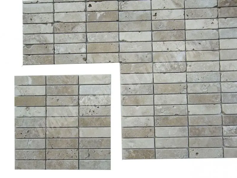 Travertin Classique 3x10 cm Mosaique Antique  Rustique 5 € HT - plaque - 01.webp