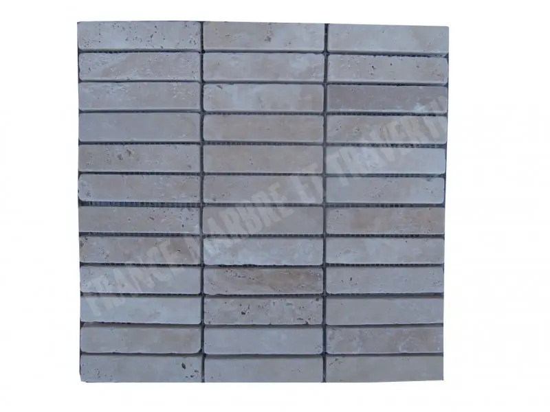 Travertin Classique Clair 2,3x10 cm Mosaique 1'er Choix Antique 14 € HT - plaque.webp
