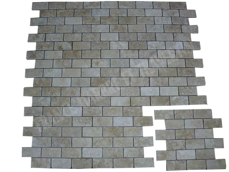 Travertin Classique Clair 4,8x10 cm Mosaique 1'er Choix 7 € HT - plaque - 01.webp