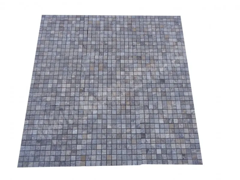 Travertin Gris Silver Mosaique 2,3x2,3 cm Adoucie 1'er Choix  8 € HT - plaque - 01.webp