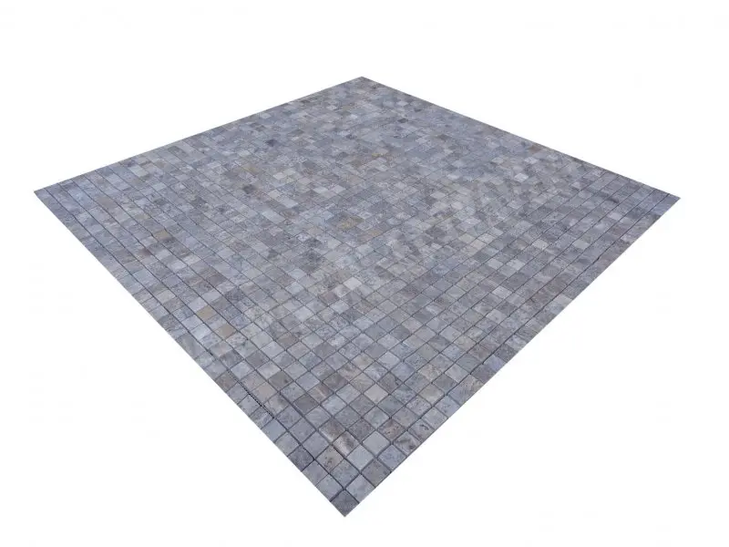 Travertin Gris Silver Mosaique 2,3x2,3 cm Adoucie 1'er Choix  8 € HT - plaque - 03.webp