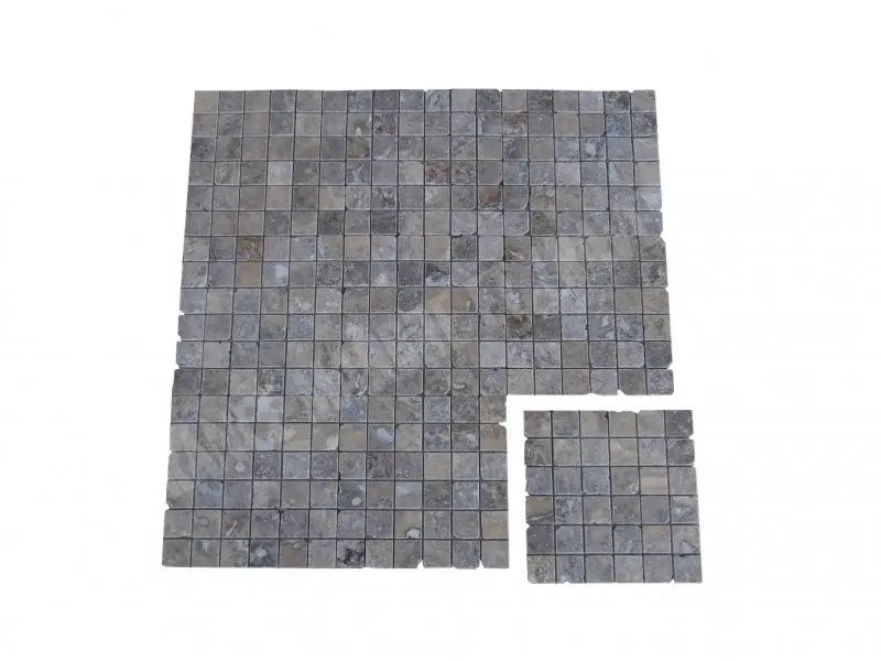 Travertin Gris Silver Mosaique 4,8 x 4,8 cm Antique Rustique 7 € HT - plaque - 01.webp