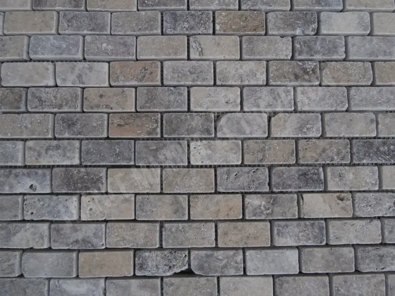 Travertin Gris Silver Mosaique 2,3 x 4,8 cm Antique Rustique 7 € HT - plaque - 04.webp