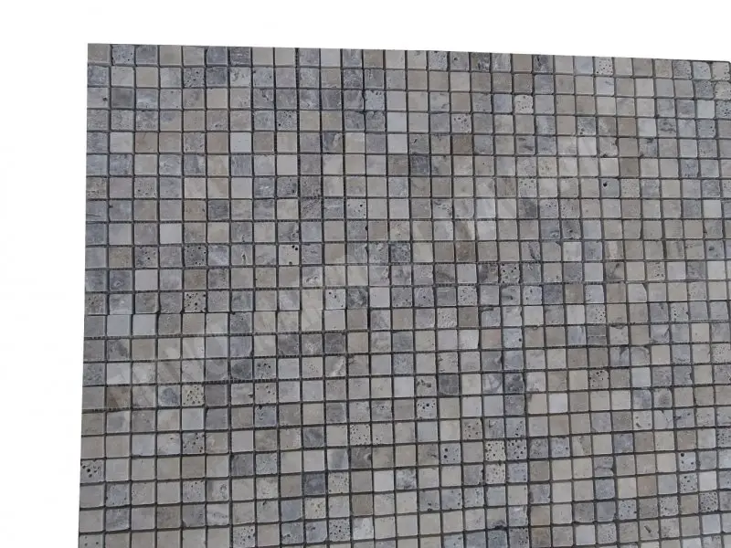 Travertin Gris Silver Mosaique 2,3 x 2,3 cm Antique Rustique 7 € HT - plaque - 03.webp