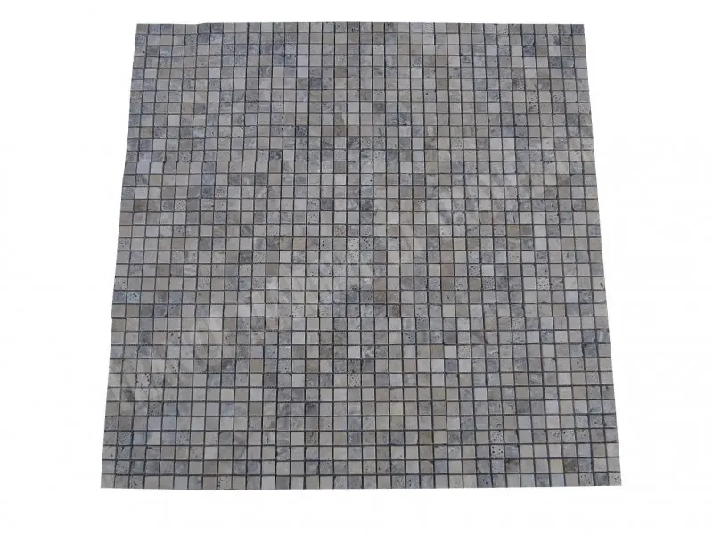 Travertin Gris Silver Mosaique 2,3 x 2,3 cm Antique Rustique 7 € HT - plaque - 02.webp