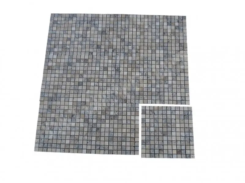 Travertin Gris Silver Mosaique 2,3 x 2,3 cm Antique Rustique 7 € HT - plaque - 01.webp