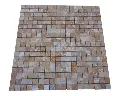 Travertin Jaune Or Mosaique 4,8x4,8 cm Adoucie Rustique 6 € HT - plaque - 01.webp