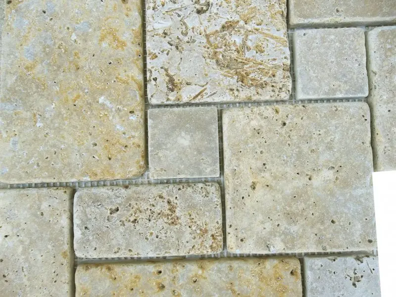 Travertin Jaune Big Opus Romain Mosaique Rustique Antique 5 € HT - plaque - 04.webp