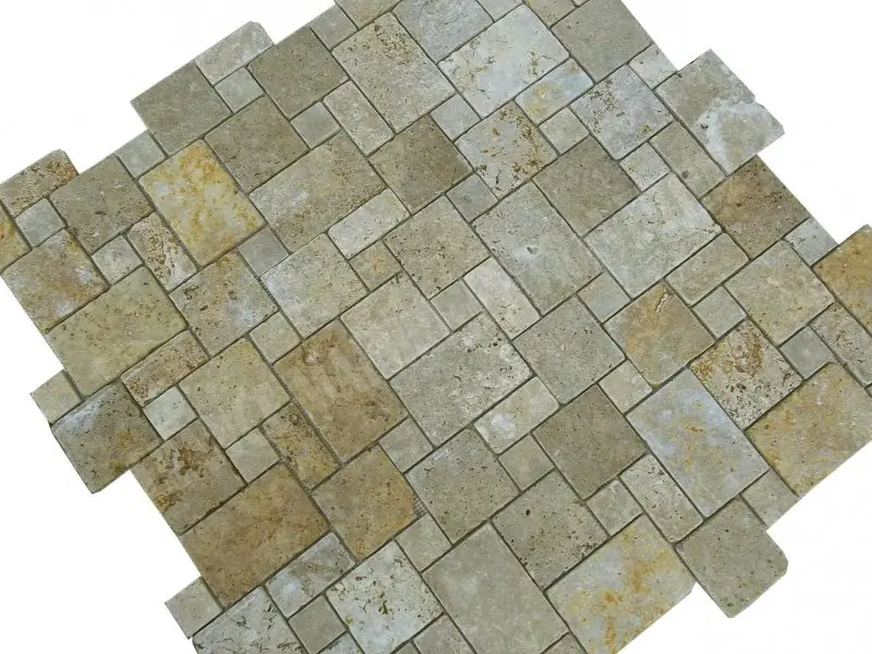 Travertin Jaune Big Opus Romain Mosaique Rustique Antique 5 € HT - plaque - 02.webp