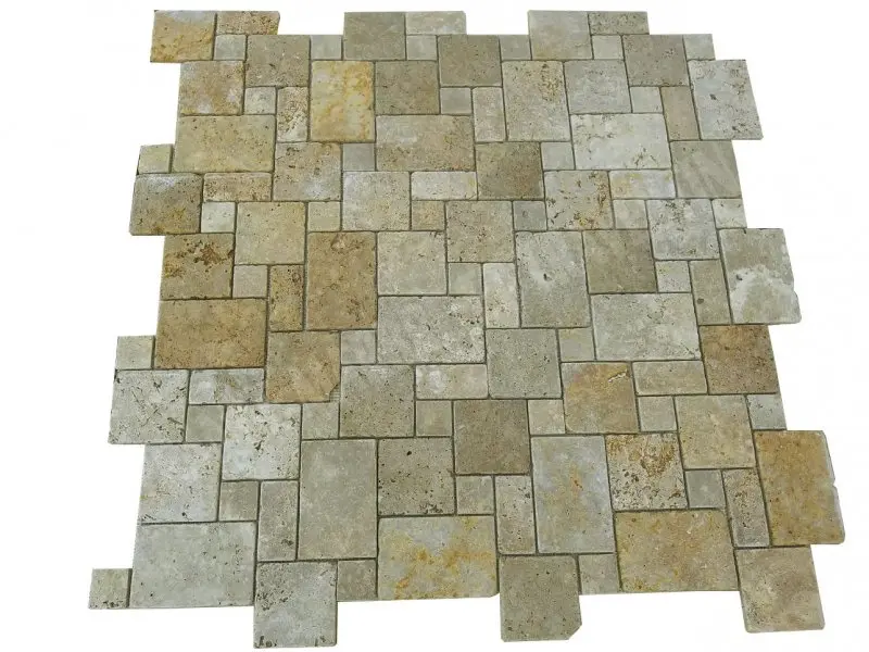Travertin Jaune Big Opus Romain Mosaique Rustique Antique 5 € HT - plaque - 03.webp