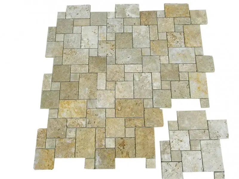 Travertin Jaune Big Opus Romain Mosaique Rustique Antique 5 € HT - plaque - 01.webp