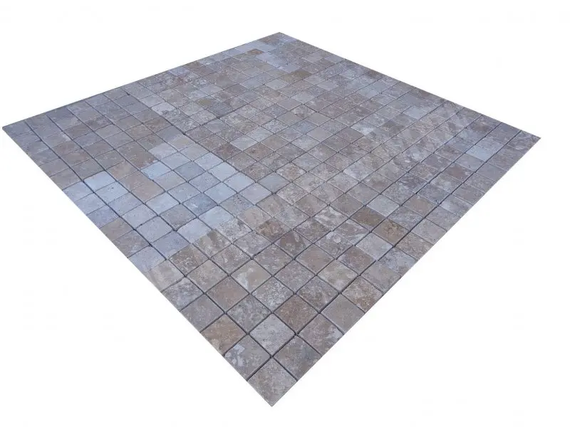 Travertin Walnut Noisette Mosaique 4,8 x 4,8 cm Antique 1'er Choix 7 € HT - plaque - 03.webp