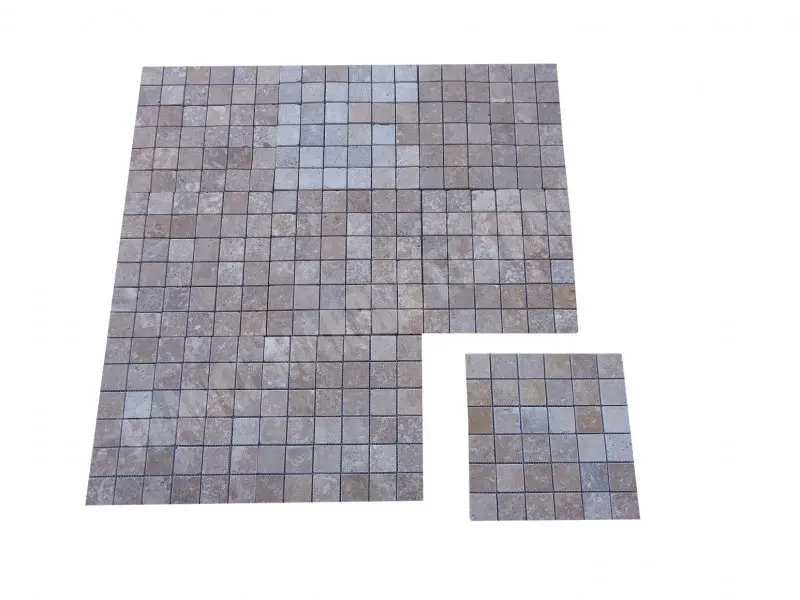 Travertin Walnut Noisette Mosaique 4,8 x 4,8 cm Antique 1'er Choix 7 € HT - plaque - 04.webp