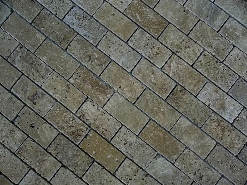 Travertin Walnut 4,8x10 cm Antique 1'er Choix Mosaique 8 € HT - plaque - 04.webp
