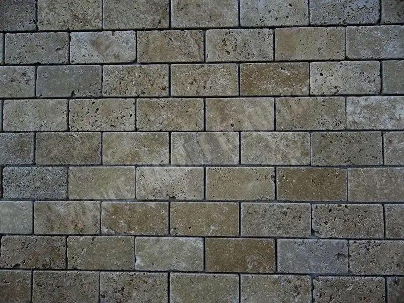 Travertin Walnut 4,8x10 cm Antique 1'er Choix Mosaique 8 € HT - plaque - 02.webp