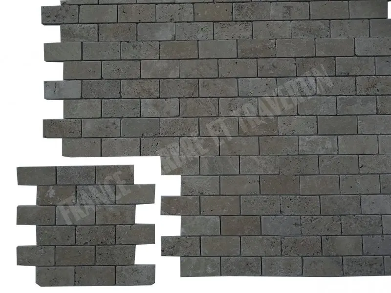 Travertin Walnut 4,8x10 cm Antique 1'er Choix Mosaique 8 € HT - plaque - 01.webp