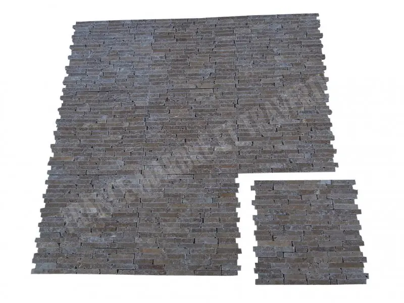 Travertin Noce Marron 1,5 cm Batonnet Mosaique Antique 1'er Choix 9 € HT - Plaque- 01.webp