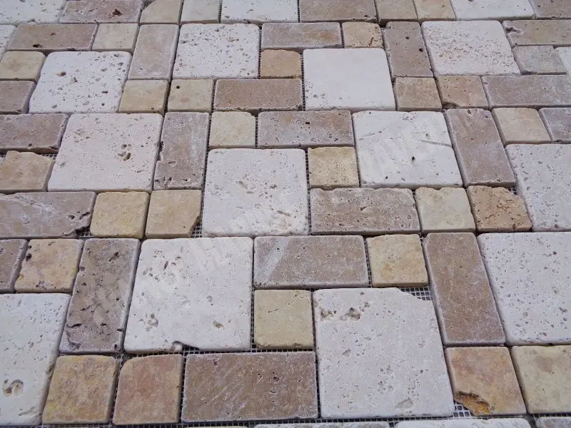 Travertin Mixte Opus 3 Format Mosaique Rustique 6 € HT - Plaque - 02.webp