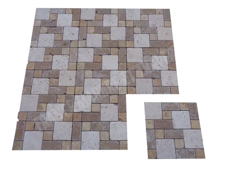 Travertin Mixte Opus 3 Format Mosaique Rustique 6 € HT - Plaque - 04.webp
