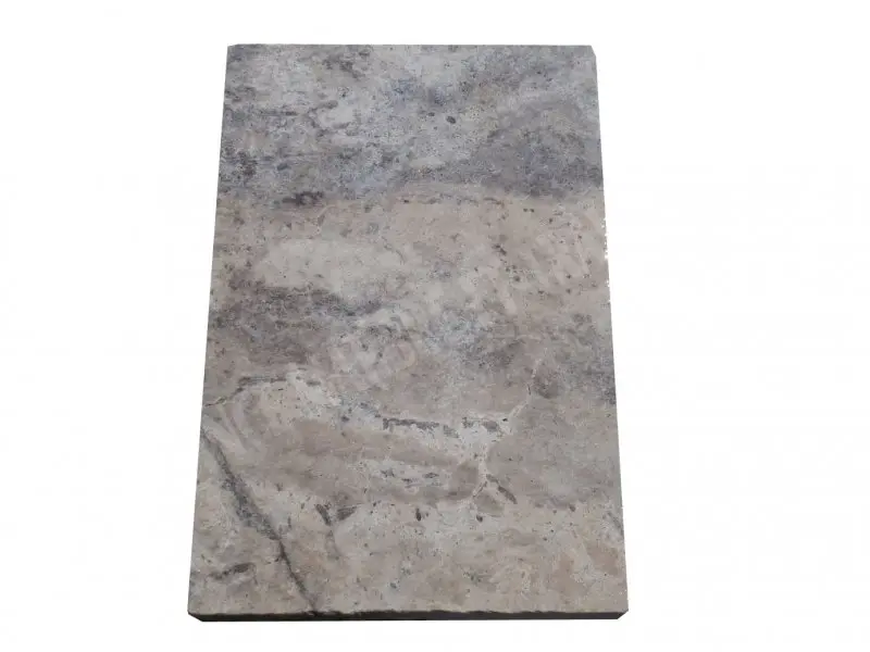 Travertin Gris Silver Margelle 30,5x61x7cm Bord Droit Antique 1er choix 50 € HT - pièce - 01.webp