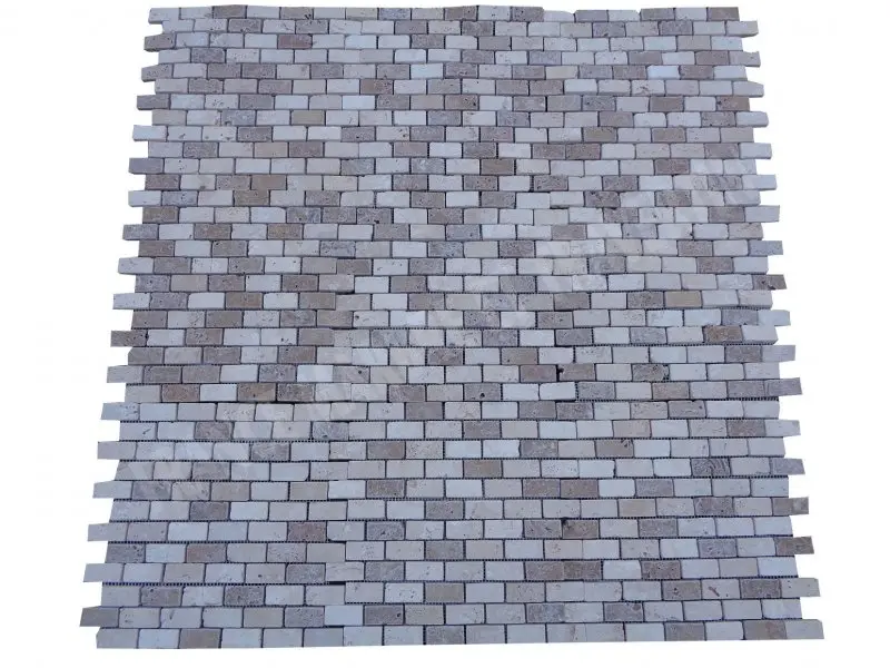 Travertin Classique - Noce Mosaique 2,3x4,8 cm Antique Rustique 6 € HT - plaque - 01.webp