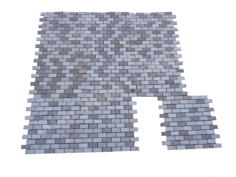 Travertin Classique - Noce Mosaique 2,3x4,8 cm Antique Rustique 6 € HT - plaque - 03.webp