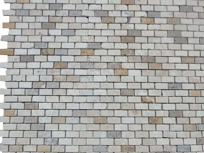 Travertin Mixte 2,3x4,8 cm Mosaique Rebouche Antique Rustique 5 € HT - Plaque - 02.webp