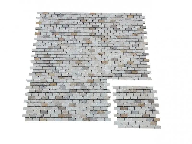 Travertin Mixte 2,3x4,8 cm Mosaique Rebouche Antique Rustique 5 € HT - Plaque - 03.webp