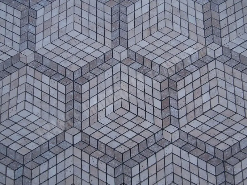 Travertin Classique - Noce Losange Tomette Model Mosaique 9 € HT - plaque - 02.webp