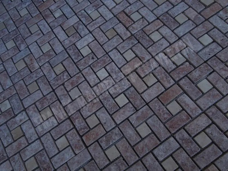 Travertin Rose - Classique Target Mosaique 1'er Choix Antique 19 € HT - plaque - 04.webp