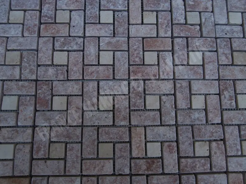 Travertin Rose - Classique Target Mosaique 1'er Choix Antique 19 € HT - plaque - 03.webp