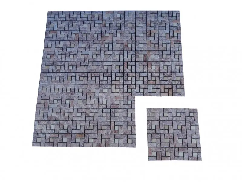 Travertin Rose - Classique Target Mosaique 1'er Choix Antique 19 € HT - plaque - 01.webp