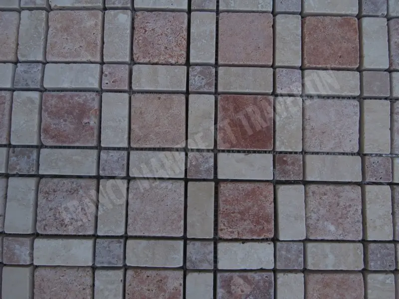 Travertin Rose - Classique Mosaique Carré 1'er Choix Antique 19 € HT - plaque - 04.webp