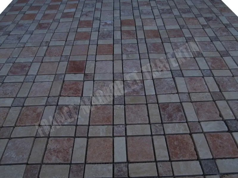 Travertin Rose - Classique Mosaique Carré 1'er Choix Antique 19 € HT - plaque - 03.webp