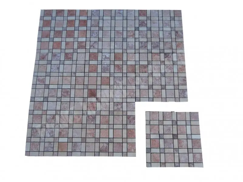 Travertin Rose - Classique Mosaique Carré 1'er Choix Antique 19 € HT - plaque - 01.webp