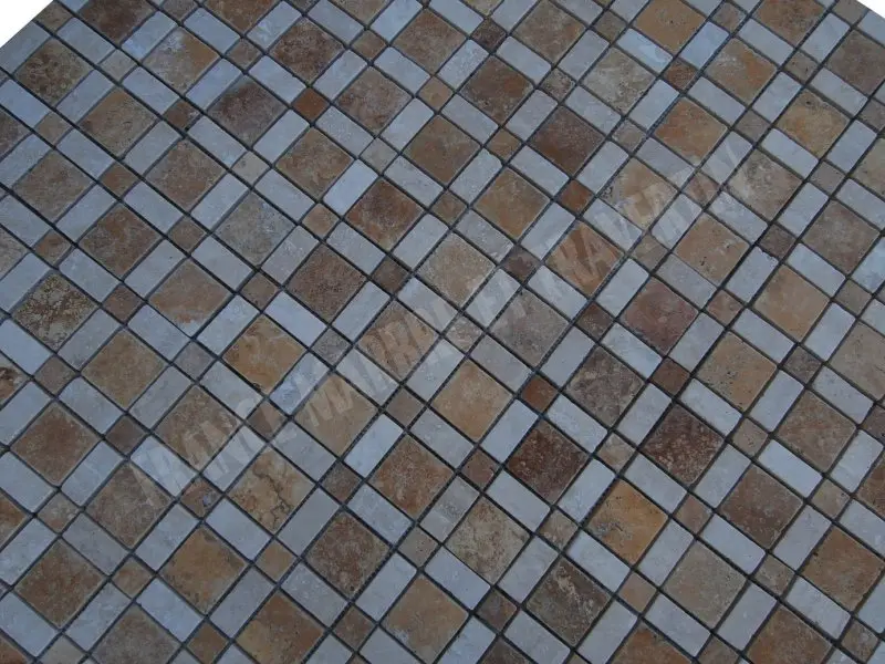 Travertin Jaune - Classique Mosaique Carré 1'er Choix Antique 19 € HT - plaque - 04.webp