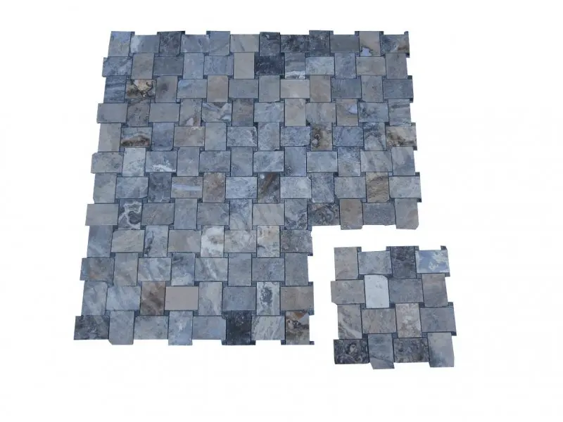 Travertin Gris Silver Adoucie 4,8 x 7,5 cm Rustique 7 € HT - plaque - 01.webp